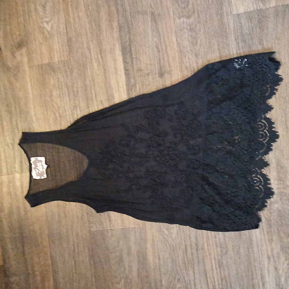 Johnny Was Love Silk Black Lace Sleeveless Top.